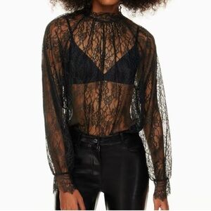 Wilfred Black Lace Sheer Blouse